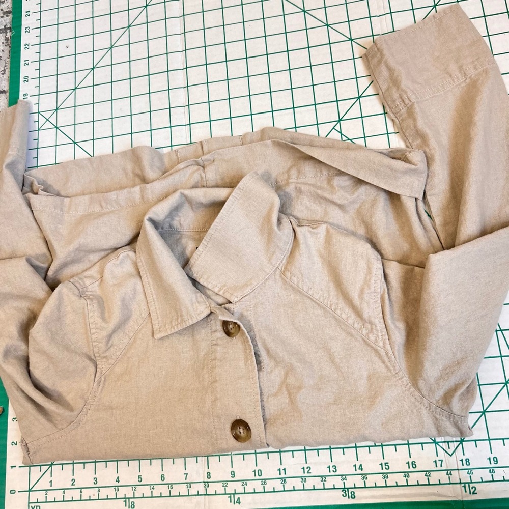 Pendleton Womens Linen Blend Chore Jacket Beige Button  Utility shirt XS FLAWS - Picture 7 of 11